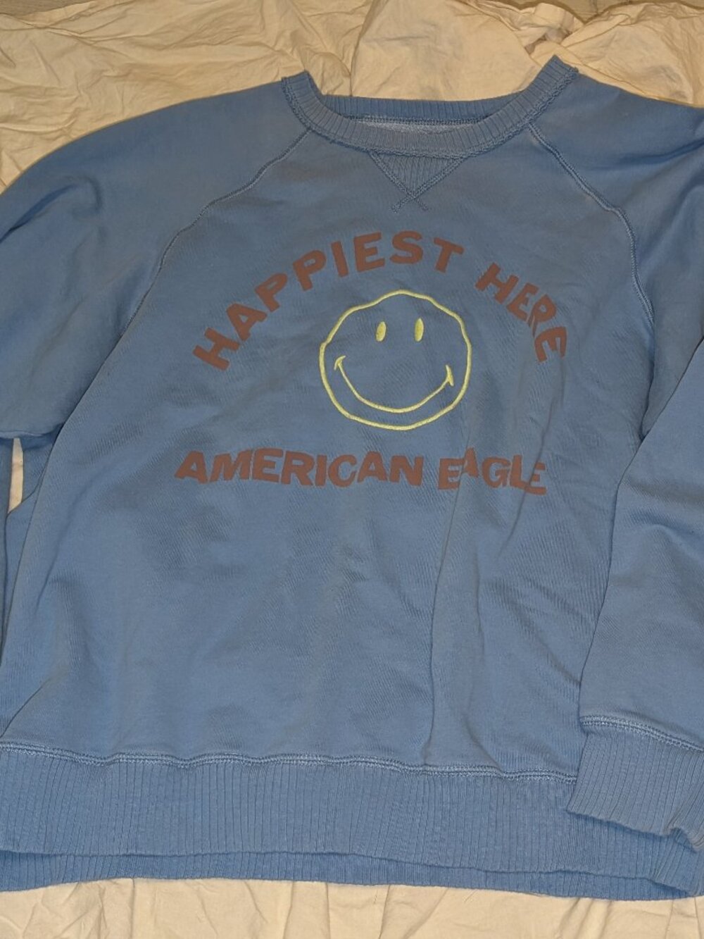 American Eagle Outfitters Happiest Here Smiley Face Sweatshirt Unisex Adult XL